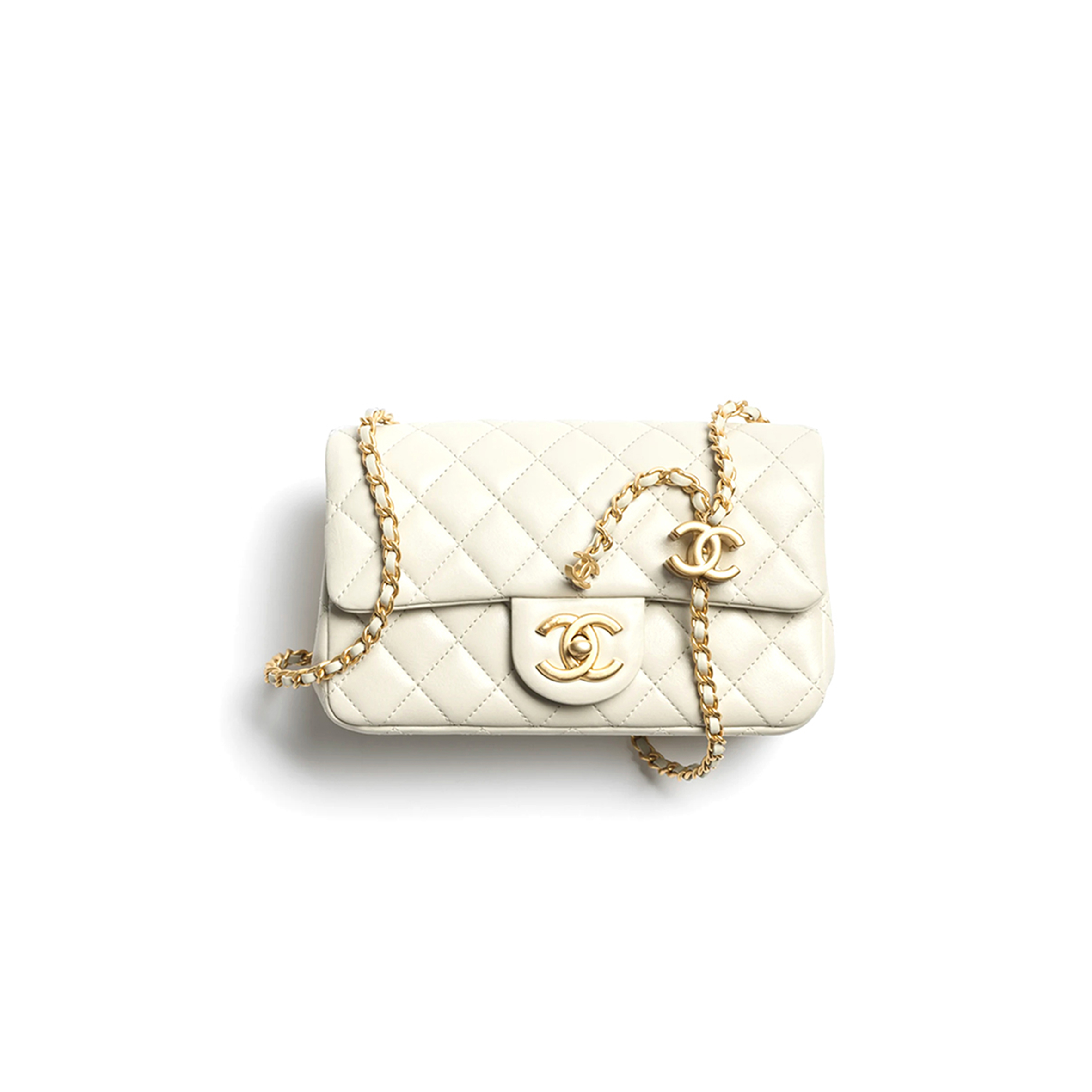 CHANEL MINI FLAP BAG SHINY LANBSKIN AS5759 B21572 (20*13*7cm)